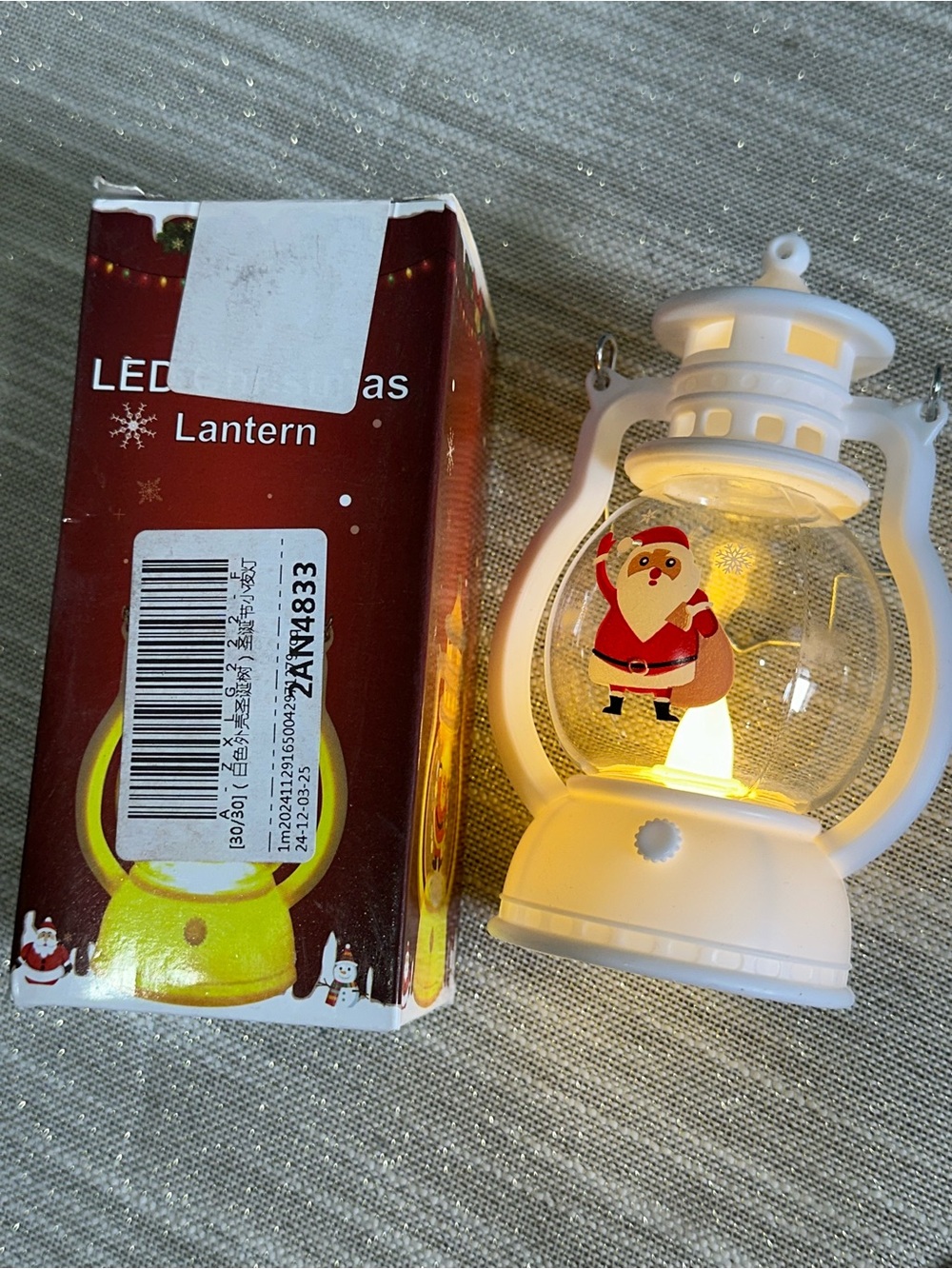 White Santa LED Lantern Holiday Decor